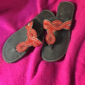 Hand beaded sandals from Kenya